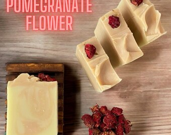 Handmade Natural Soap, Pomegranate Flower, Unusual, Sustainable Bathroom and Beauty and Luxury