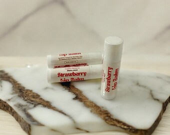Handmade Natural Lip Balm, Strawberry , Sustainable Bathroom and Beauty and Luxury