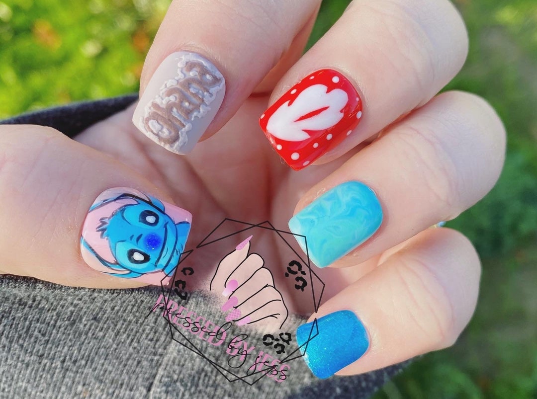 ÖHana nail Kids Ohana Nail Wraps (age 5-10) /stitch Nail Wraps / Mommy