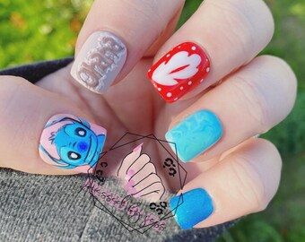 ÖHana nail Kids Ohana Nail Wraps (age 5-10) /stitch Nail Wraps / Mommy