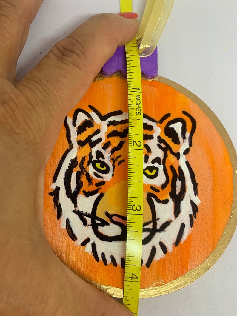 3.75 Wooden Tiger Face Ornament handpainted clemson Tigers Etsy