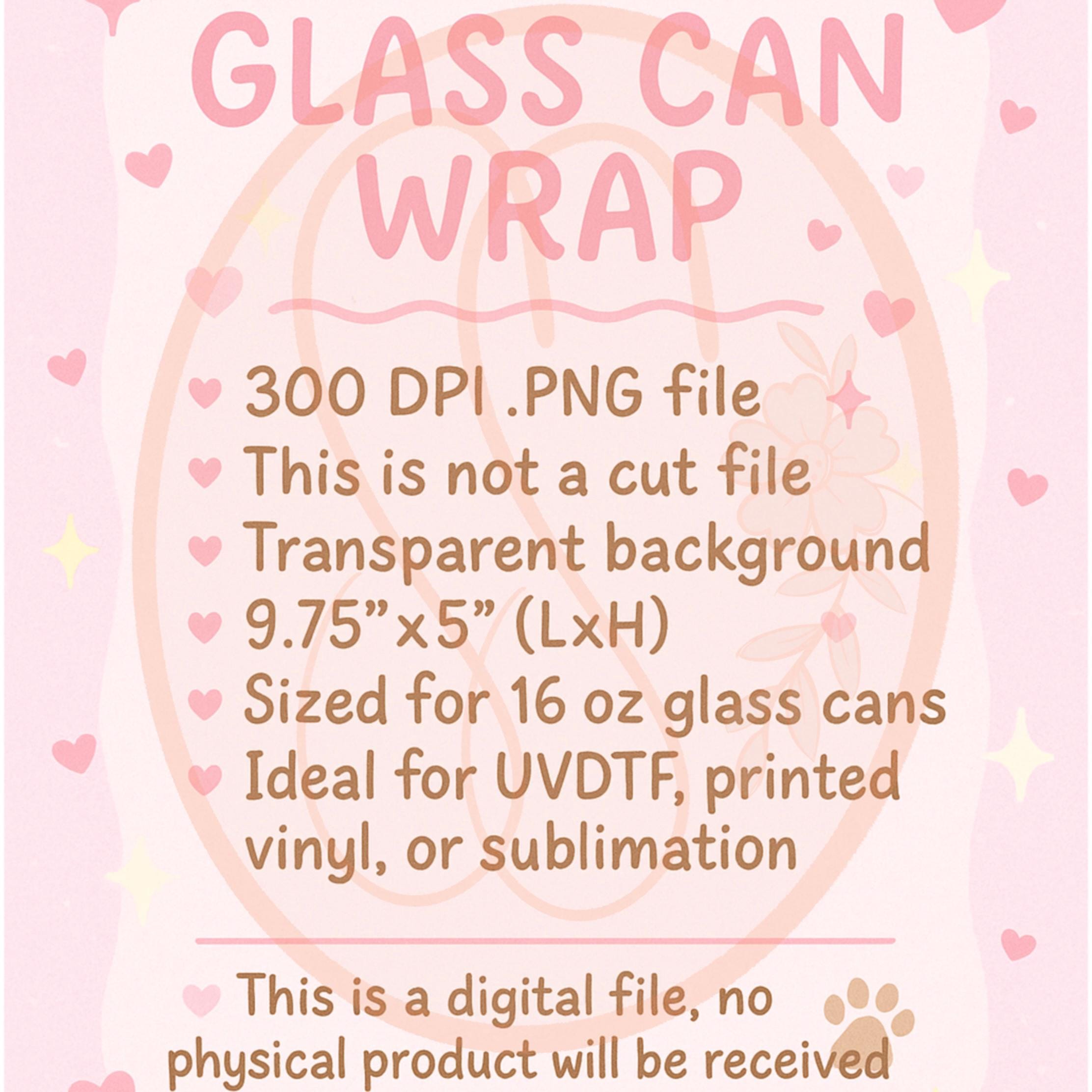 Floral Glass Can Wrap PNG File: 16oz Sublimation Design (digital ...