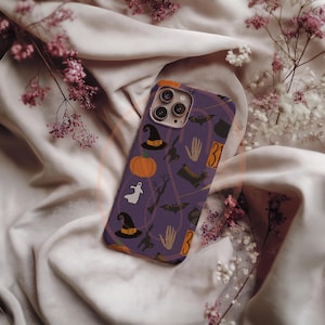 Purple Sparkly Spooky Halloween Phone Case - Tough Cases, Protective Phone Cover, Goth Accessories, Scary Cellphone Case, Creepy Tech Gear