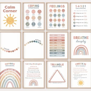 Calm Corner Posters Kid's Room Decor Feelings Chart Calm Posters Calming Corner Calm Down Corner Calming Classroom 54321 Grounding Technique