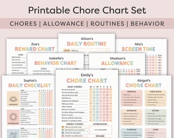 Chore Chart for Kids Printable Behavior Chart Allowance Chart Responsibility Chart for Kids Screen Time Reward Chart Routine Chart for Kids