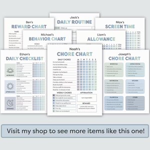 Kids Daily School Checklist | School Day Checklist Boys, Blue After ...