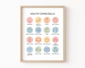 Healthy Coping Skills Poster Coping Skills Toolbox Self Care Plan Coping Skills for Anxiety Therapy Coping Skills Printable Coping Skills