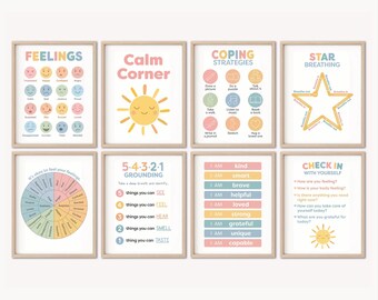 Calm Corner Posters Kid's Room Decor Feelings Chart Calm Posters Calming Corner Calm Down Corner Calming Classroom 54321 Grounding Technique