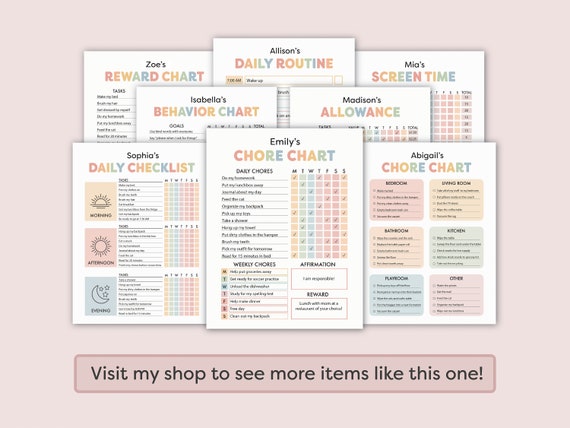 Behavior and Chore Chart Behavior Chart for Kids At Home Behavior Chart Printable Daily Behavior Chart Kid Good Behavior Charts Reward Chart