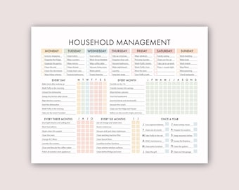 Home Cleaning Checklist | Editable Daily, Weekly, Monthly Chore List, Family Household Planner, ADHD Cleaning Schedule, Deep Clean (PDF)
