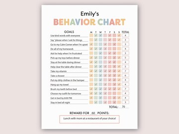 Behavior and Chore Chart Behavior Chart for Kids At Home Behavior Chart Printable Daily Behavior Chart Kid Good Behavior Charts Reward Chart