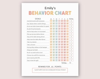 Behavior and Chore Chart Behavior Chart for Kids At Home Behavior Chart Printable Daily Behavior Chart Kid Good Behavior Charts Reward Chart