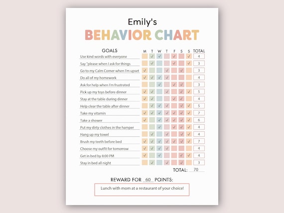 Behavior and Chore Chart Behavior Chart for Kids At Home Behavior Chart Printable Daily Behavior Chart Kid Good Behavior Charts Reward Chart