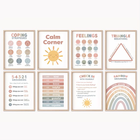 Calming Corner Classroom Calm Corner Posters Educational Posters Kids Room Decor Feelings Chart Calm Down Corner 54321 Grounding Technique