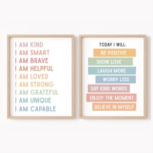 Rainbow Affirmations Wall Art Printable Positive Affirmations Poster Classroom Decor Daily Affirmations Poster I Am Affirmations for Kids
