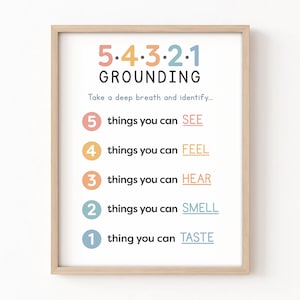 54321 Grounding Technique Poster 5-4-3-2-1 Grounding Technique for Anxiety Relief 54321 Grounding Poster Self Care Mental Health Poster