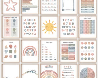 Boho Classroom Posters | Boho Neutral Modern Educational Posters, Affirmations Printable Classroom Posters, Elementary (Digital Download)