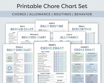 Chore Chart for Kids Printable Behavior Chart Allowance Chart Responsibility Chart for Kids Screen Time Reward Chart for Boys Routine Chart