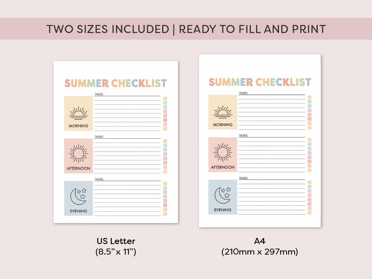 Summer Routine Pdf Kids Summer Routine Checklist Printable Routine Chart for Kids Summer ...