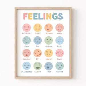 Tableau des sentiments, affiche des émotions, affiche des sentiments pour tout-petit, régulation des émotions, coin calme, affiche, décoration pour salle de classe, décoration pour l'école à la maison, imprimable