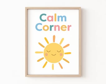 Calm Corner Sign Classroom Decor Mindfulness Printable Wall Art Calming Corner Posters Feelings Chart Calm Down Corner Homeschool Zen Den