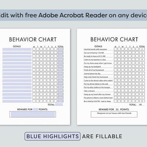 Behavior Chart for Teens | Editable Responsibility Reward Tracker ...