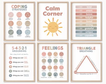 Calming Corner for Toddler Calm Corner Poster Feelings Chart Coping Skills for Kids Calm Down Corner Posters Affirmations Calm Corner Sign