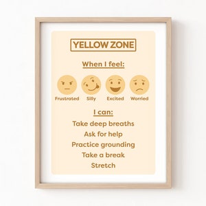 Zones of regulation printable posters Yellow Zone poster