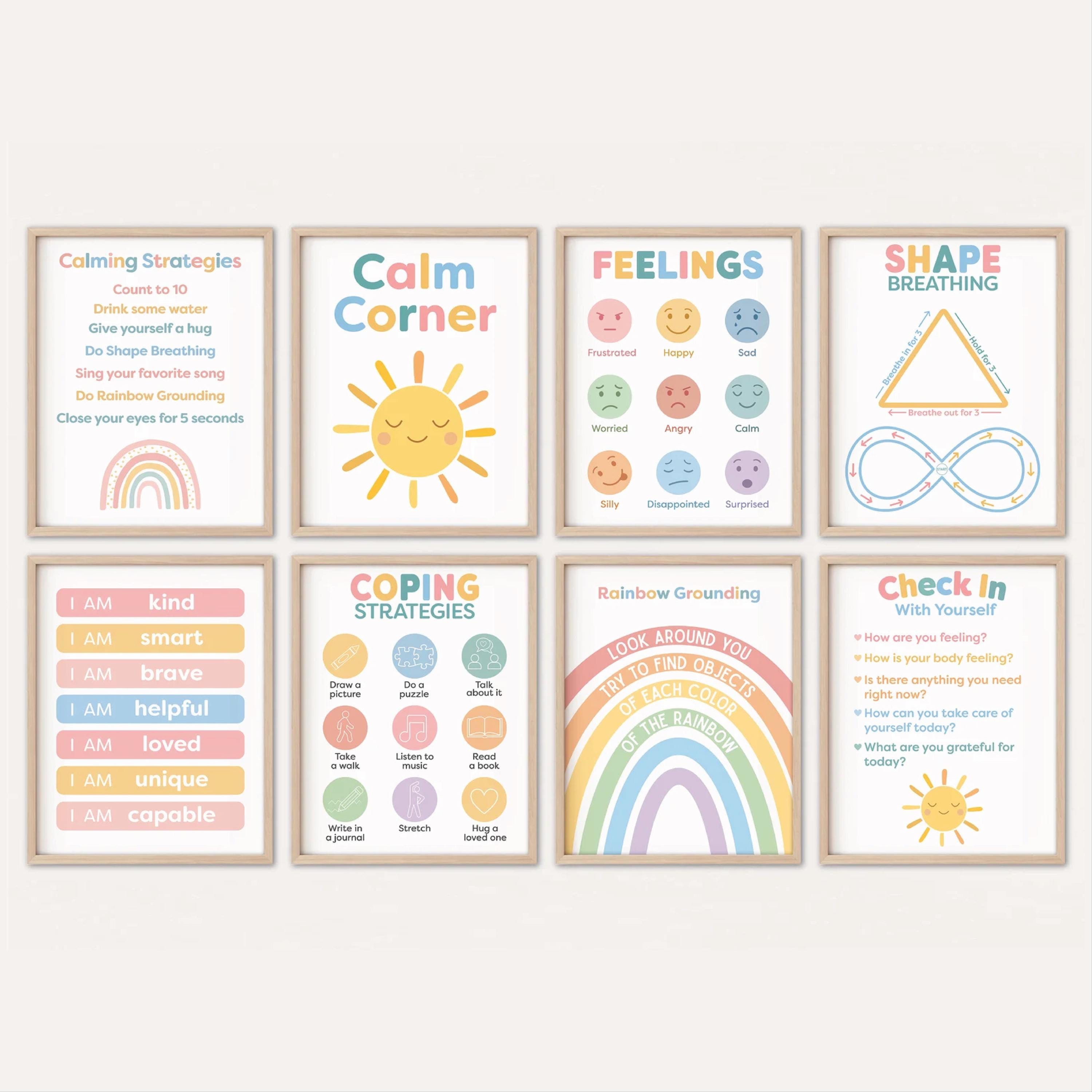 Calm Down Corner Posters SEL Emotions Poster Calm Down Corner Printables Affirmations for Kids Calm Down Kit Montessori Homeschool Classroom