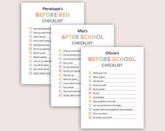 Kids Routine Checklist | Back to School 2026, Before After School Checklist, Before School Routine, After School, Bedtime Checklist (PDF)