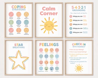 Calming Corner Posters Calm Corner Classroom Posters Feelings Chart Calm Down Corner Printables Affirmations for Kids Room Decor
