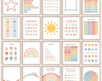 Rainbow Bright Classroom Posters | Printable, Elementary, Feelings, Kindergarten, Educational Posters, Playroom, Pastel (Digital Download)
