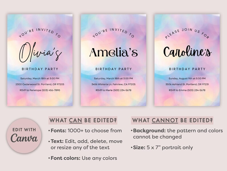 tie dye invitation