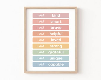 Words of Affirmation for Mirror Positive Affirmations for Kids Affirmations Poster Daily Affirmation Kids Room Decor Affirmation Printables