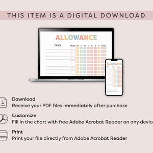 Allowance Chart for Kids | Printable Allowance Chore Chart, Allowance ...