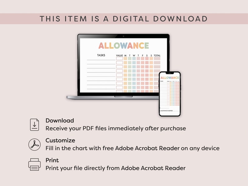Allowance Chart for Kids | Printable Allowance Chore Chart, Allowance ...