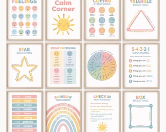 Calm Down Corner Posters SEL Emotions Poster Calm Down Corner Printables Affirmations for Kids Calm Down Kit School Counselor Office Decor