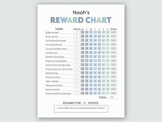 Reward Chart Kids Reward Chart for Kids Reward Chart Printable Responsibility Reward Chart for Kid Reward Chart Prize Boy Reward Chart Print