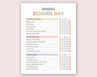 Editable School Day Checklist Before After School Checklist School Morning and Night Routine Checklist Printable Before School Checklist PDF