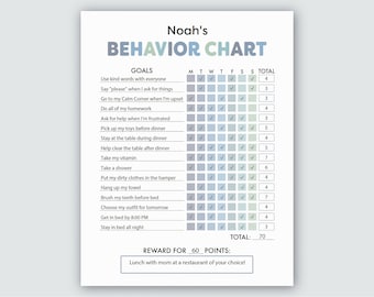 Behavior Chart for Kids | Printable At Home Behavior Chart, Daily Goals, Rewards, Behavior and Chore Chart Kid, Good Behavior Charts (PDF)