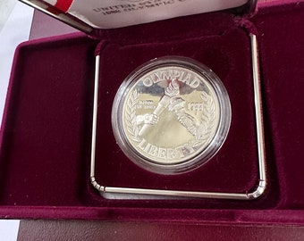 1988 OLYMPIC Proof SILVER Collector Coin, Mint, Certificate of Authenticity, 1988 Proof Silver Dollar, Olympic Games