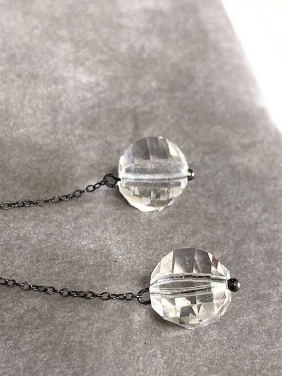Antique Clear CRYSTAL Necklace SET with Drop Antique … Gem