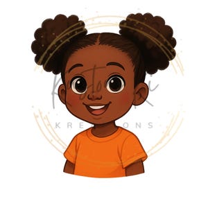 Cute African American Girl PNG Bundle | Afro Kids Clipart | Bright Colorful Cartoon Girls | Commercial Use