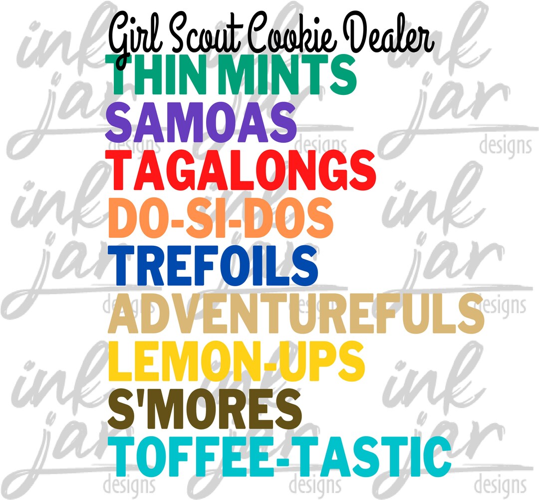 Girl Scout Cookie Names Stacked Girl Scouts SVG Cookie Dealer Girl