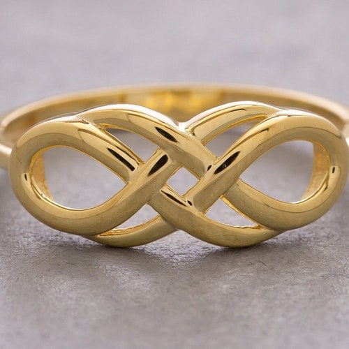 14K Solid Gold Infinity Ring 925 Sterling Silver Infinity - Etsy