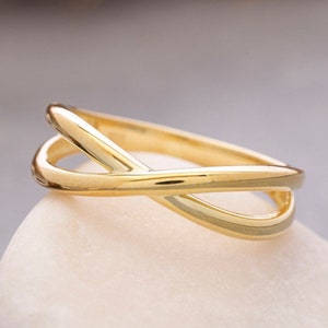 14K Solid Gold Criss Cross Ring, 925 Sterling Silver Criss Cross Ring, X Ring, Stackable Rings, Valentine's Day Gift, Christmas Gift