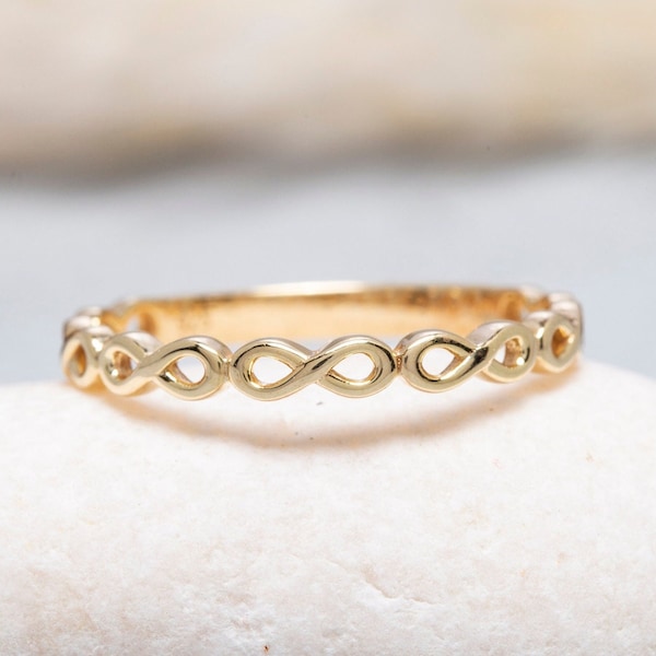 14K Solid Gold Infinity Ring, Sterling Silver Infinity Ring, Infinity Wedding Ring, Mother's Day Gift, Valentine's Day Gift, Christmas Gift