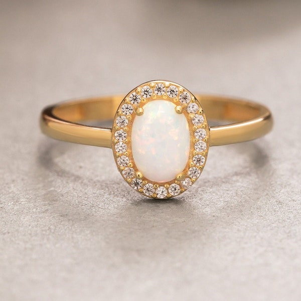 White Opal Ring - Etsy