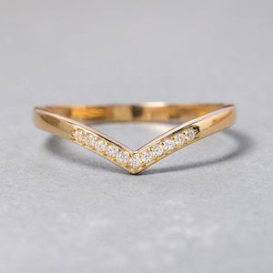 14K Solid Gold V Ring, 925 Sterling Silver V Ring, Chevron Ring, Curved Ring, Mother&#39;s Day Gift, Valentine&#39;s Day Gift, Christmas Gift