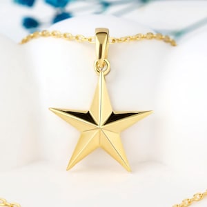 14K Solid Gold Star Necklace, 925 Sterling Silver Star Necklace, Handmade North Star Necklace, Valentine's Day Gift, Mother's Day Gift